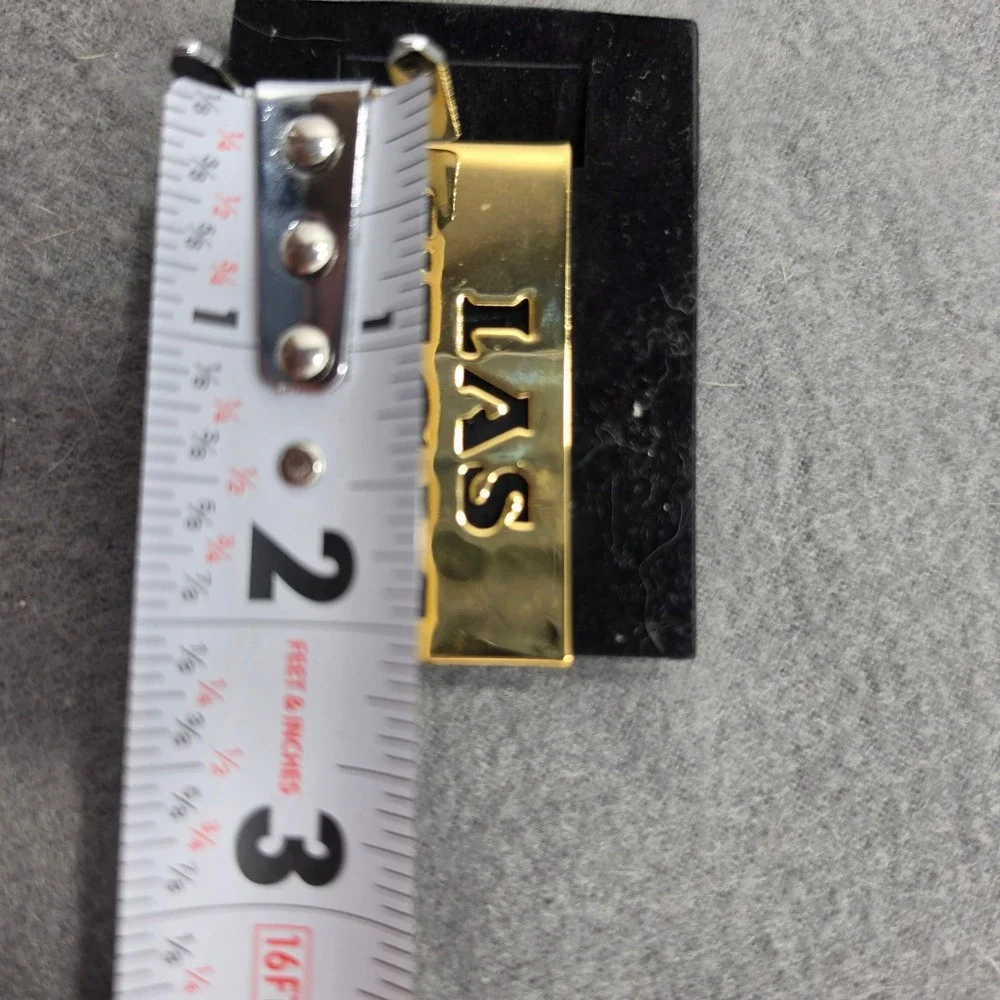 Las Vegas Souvenir Money Clip Gold Tone Cutout Text Metal Bill Holder